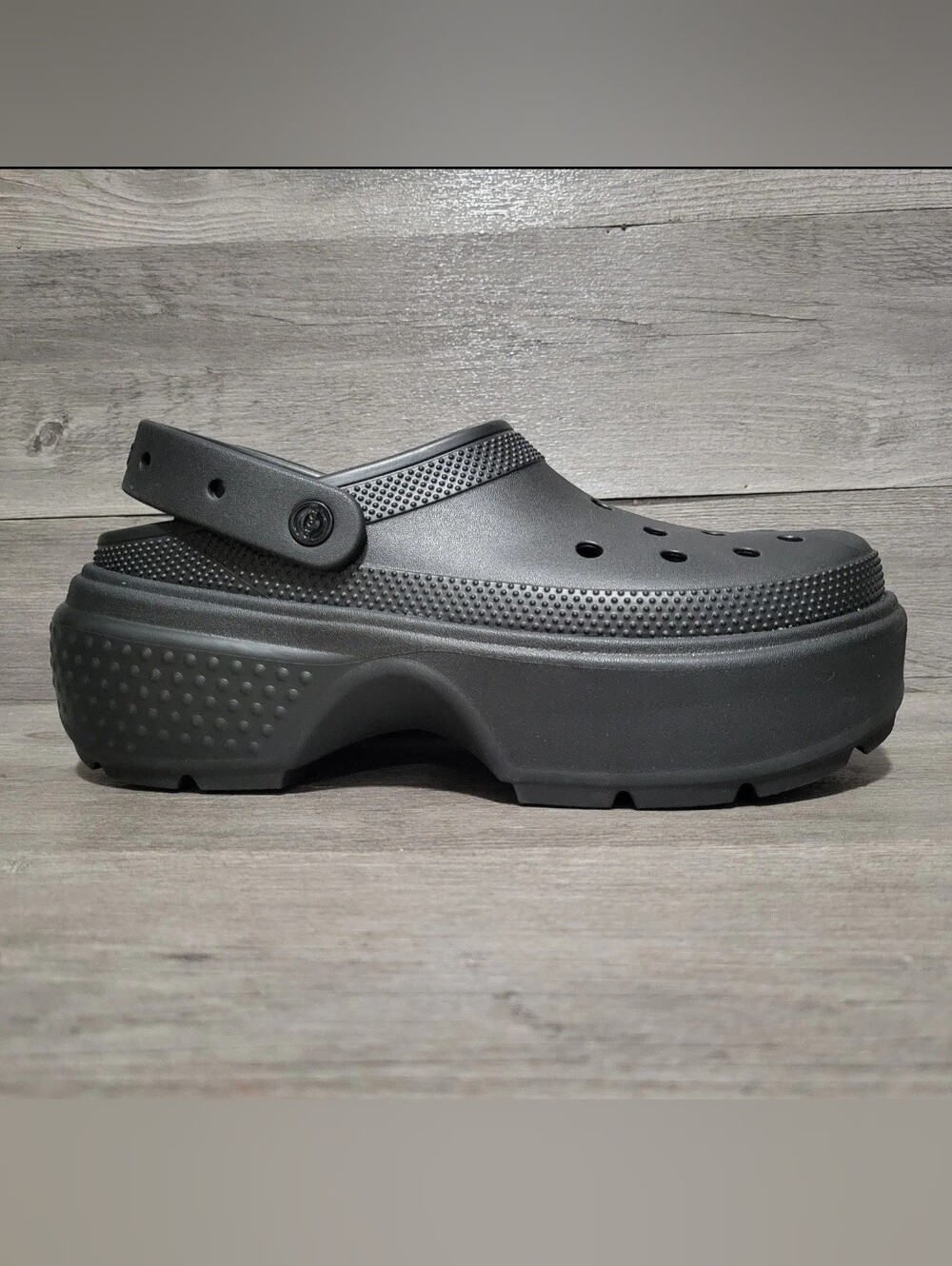 Crocs Stomp platform Clogs men's 12/ women's 13 triple black elevated